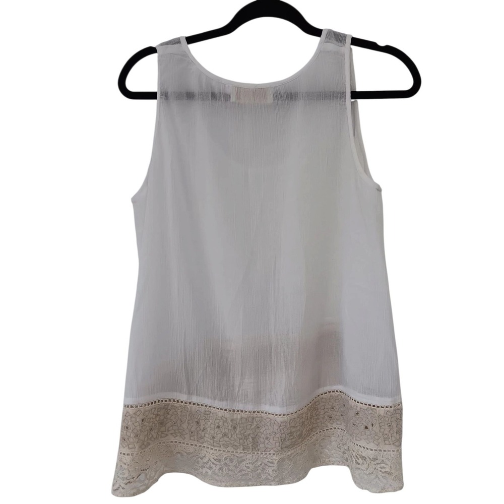 Love Sam Ivory Lace Hem Blouse‎ M Anthropologie Sleeveless Feminine Top